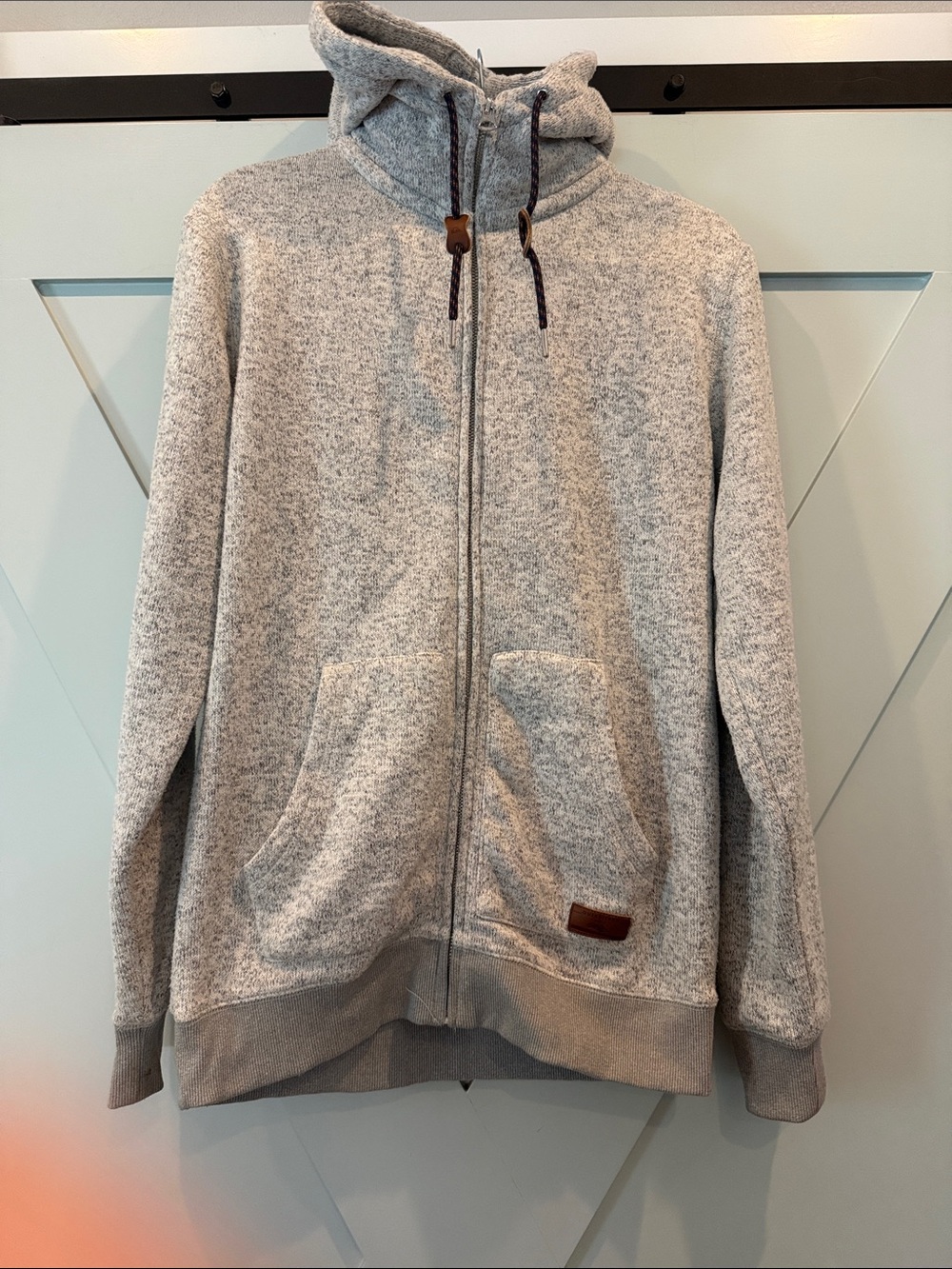 Quiksilver Men's Light Heather Gray Full-Zip Hoodie Sweater